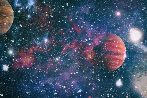 Planetas, estrelas e galáxias no espaço exterior mostrando a beleza da exploração espacial. Elementos fornecidos pela NASA — Fotografia de Stock