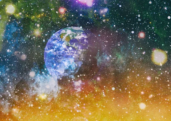 銀河、星雲、星、宇宙の明るいカラフルな背景に霧の雲。Nasa から提供されたこのイメージの要素 — ストック写真