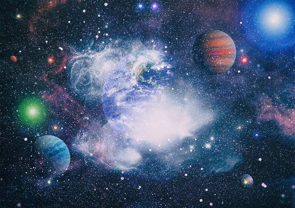 Planeter, stjärnor och galaxer i yttre rymden som visar skönheten i utforskning av rymden. Faktorer som tillhandahålls av NASA — Stockfoto