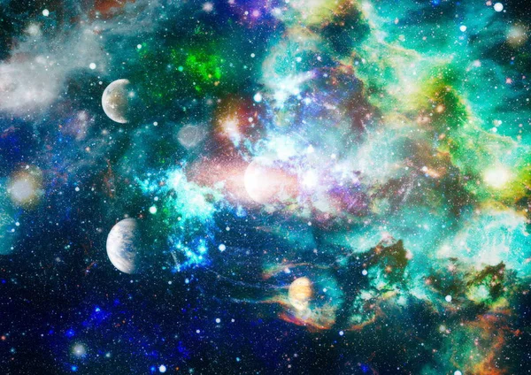 Galaxisok, a nebulas és a csillagok az univerzumban, felhők, köd, fényes színes háttérrel. Ez a kép a Nasa berendezett elemei — Stock Fotó