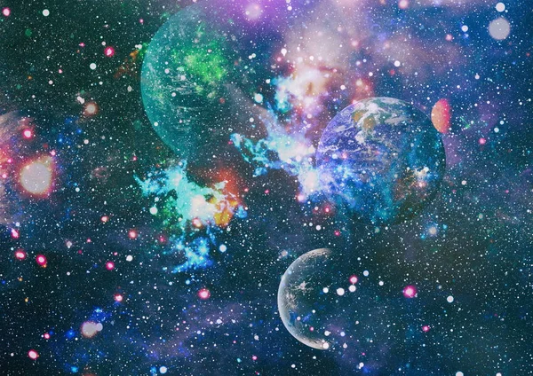 Galáxias, nebulosas e estrelas no universo, nuvens de névoa em fundos coloridos brilhantes. Elementos desta imagem fornecidos pela NASA — Fotografia de Stock