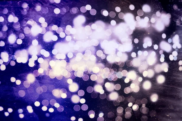 Scintillanti Lampadine Brillanti Luci Sfondo Sfocatura Natale Decorazioni Carta Parati — Foto Stock