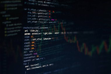 Geliştirici programlama kodu. Soyut bilgisayar komut dosyası kodu. Yazılım geliştiricisi kod ekranını programlama. Yazılım programlama çalışma süresi.