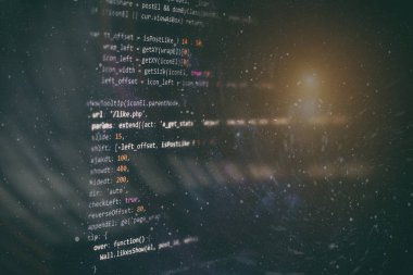 Geliştirici programlama kodu. Soyut bilgisayar komut dosyası kodu. Yazılım geliştiricisi kod ekranını programlama. Yazılım programlama çalışma süresi.