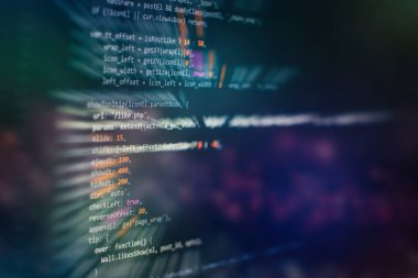 Geliştirici programlama kodu. Soyut bilgisayar komut dosyası kodu. Yazılım geliştiricisi kod ekranını programlama. Yazılım programlama çalışma süresi.
