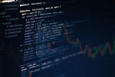 Geliştirici programlama kodu. Soyut bilgisayar komut dosyası kodu. Yazılım geliştiricisi kod ekranını programlama. Yazılım programlama çalışma süresi.