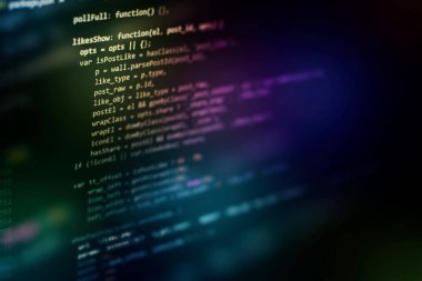 Geliştirici programlama kodu. Soyut bilgisayar komut dosyası kodu. Yazılım geliştiricisi kod ekranını programlama. Yazılım programlama çalışma süresi.