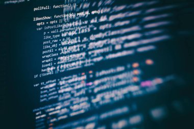 Geliştirici programlama kodu. Soyut bilgisayar komut dosyası kodu. Yazılım geliştiricisi kod ekranını programlama. Yazılım programlama çalışma süresi.