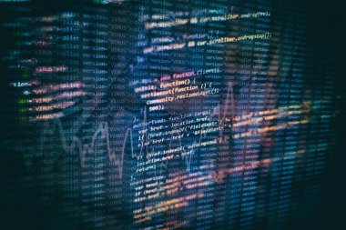 Büyük veri depolama ve bulut bilgi işlem temsili. Programlama kodu .