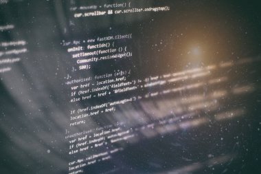 Büyük veri depolama ve bulut bilgi işlem temsili. Programlama kodu .