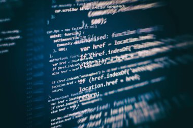Büyük veri depolama ve bulut bilgi işlem temsili. Programlama kodu .