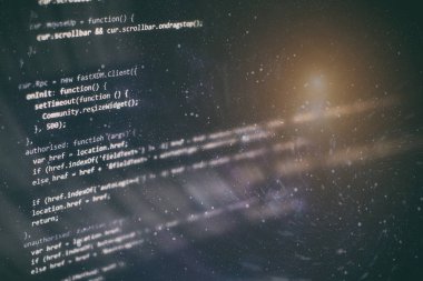 Büyük veri depolama ve bulut bilgi işlem temsili. Programlama kodu .