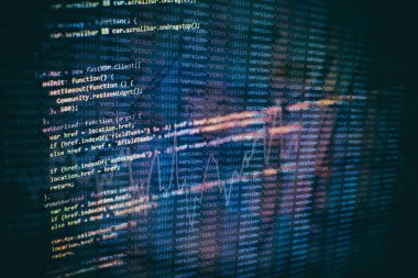 Büyük veri depolama ve bulut bilgi işlem temsili. Programlama kodu .