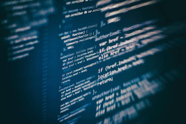 Büyük veri depolama ve bulut bilgi işlem temsili. Programlama kodu .