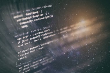 Büyük veri depolama ve bulut bilgi işlem temsili. Programlama kodu .