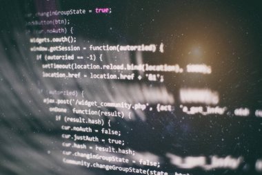 Programlama ve kodlama teknolojileri geliştiriyoruz. Ofiste web siteleri kodları üzerinde çalışan geliştirici.
