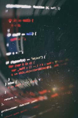 Web sitesi geliştirme için editör HTML5. Dizüstü ekran closeup fotoğraf web sitesi HTML kodu.