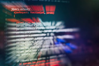 Web sitesi geliştirme için editör HTML5. Dizüstü ekran closeup fotoğraf web sitesi HTML kodu.