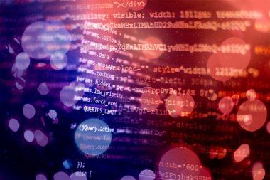 Web sitesi geliştirme için editör HTML5. Dizüstü ekran closeup fotoğraf web sitesi HTML kodu.