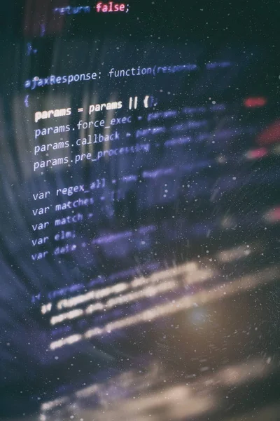 Javascript-Funktionen, Variablen, Objekte. Projektmanager entwickeln neue Idee. zukünftiger Prozess der Technologieentwicklung. — Stockfoto