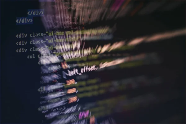 Programmiercode für Entwickler. abstrakte Computerskripte. Programmiercode-Bildschirm des Softwareentwicklers. Software-Programmierung Arbeitszeit. — Stockfoto