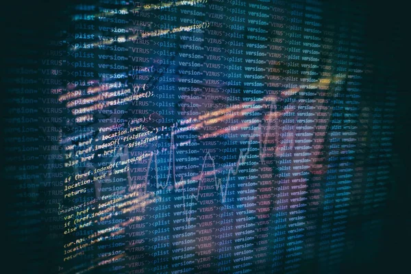 Geliştirici programlama kodu. Soyut bilgisayar komut dosyası kodu. Yazılım geliştiricisi kod ekranını programlama. Yazılım programlama çalışma süresi.