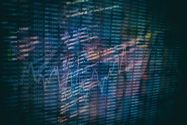 Büyük veri depolama ve bulut bilgi işlem temsili. Programlama kodu .