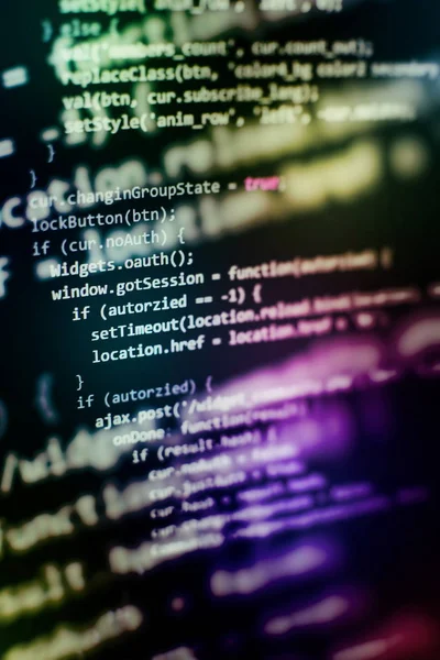 Closeup developing programming and coding technologies. Developer working on web sites codes in office. — Stock Photo, Image