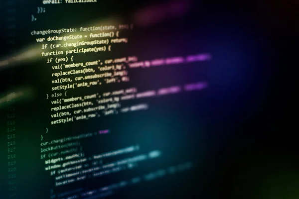 Närbild utveckla programmering och kodningsteknik. Utvecklare som arbetar med webbplatskoder på kontoret. — Stockfoto
