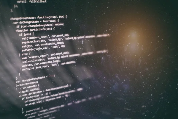 Closeup developing programming and coding technologies.在办公室开发网站代码的开发人员. — 图库照片