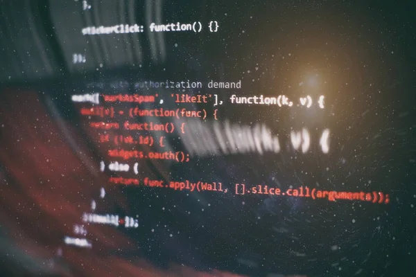 Funções de programação da Web no laptop no laptop. Negócios de TI. Tela do computador do código Python . — Fotografia de Stock