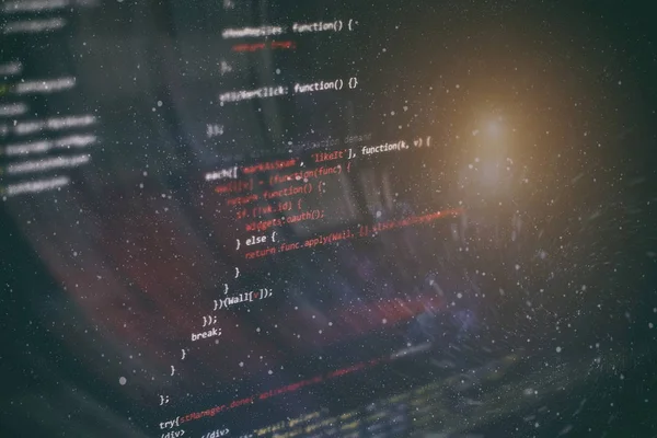 Webprogrammierfunktionen auf Laptop auf Laptop. Es ist ein Geschäft. Computerbildschirm mit Python-Code. — Stockfoto