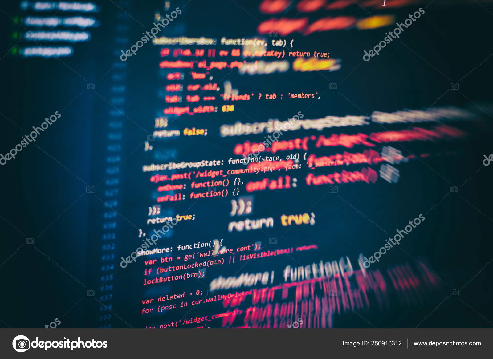 Desktop source code and Wallpaper by Computer language with coding and  programming. Stock Photo