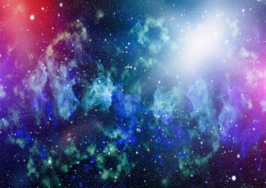 Derin uzaya bakan yeni büyük bir panoramik. Yıldızlarla dolu karanlık gece göğü. Uzayda bir nebula. Derin uzayın sırları.