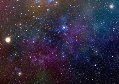 Derin uzaya bakan yeni büyük bir panoramik. Yıldızlarla dolu karanlık gece göğü. Uzayda bir nebula. Derin uzayın sırları.