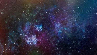 Derin uzaya bakan yeni büyük bir panoramik. Yıldızlarla dolu karanlık gece göğü. Uzayda bir nebula. Derin uzayın sırları.