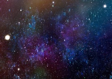 Derin uzaya bakan yeni büyük bir panoramik. Yıldızlarla dolu karanlık gece göğü. Uzayda bir nebula. Derin uzayın sırları.