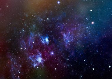 Derin uzaya bakan yeni büyük bir panoramik. Yıldızlarla dolu karanlık gece göğü. Uzayda bir nebula. Derin uzayın sırları.