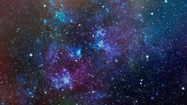 Derin uzaya bakan yeni büyük bir panoramik. Yıldızlarla dolu karanlık gece göğü. Uzayda bir nebula. Derin uzayın sırları.
