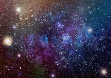 Derin uzaya bakan yeni büyük bir panoramik. Yıldızlarla dolu karanlık gece göğü. Uzayda bir nebula. Derin uzayın sırları.