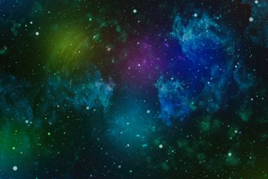 Derin uzaya bakan yeni büyük bir panoramik. Yıldızlarla dolu karanlık gece göğü. Uzayda bir nebula. Derin uzayın sırları.