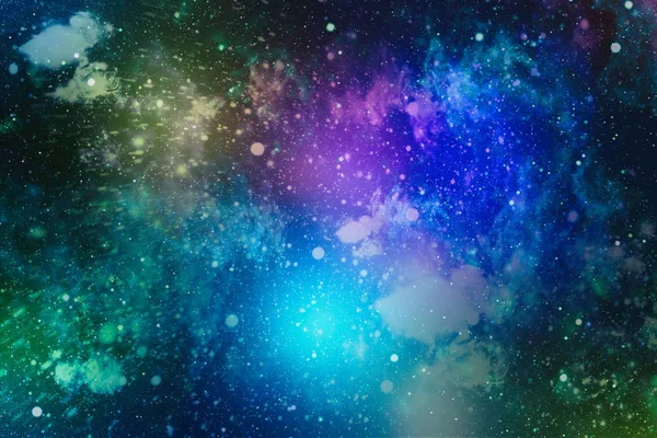 우주를 바라보는 새로운 파노라마입니다 별들로 어두운 밤하늘 성운은 공간에 있습니다 — 스톡 사진