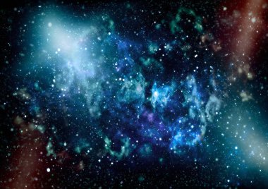 Derin uzaya bakan yeni büyük bir panoramik. Yıldızlarla dolu karanlık gece göğü. Uzayda bir nebula. Derin uzayın sırları.