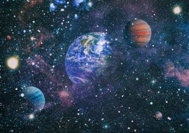 Uzay yörüngesindeki Dünya gezegeni, yörüngeden gezegenimiz. Nasa tarafından döşenmiş bu görüntü