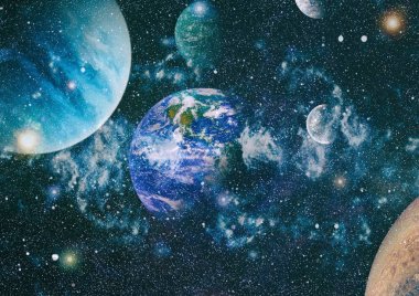 Uzay yörüngesindeki Dünya gezegeni, yörüngeden gezegenimiz. Nasa tarafından döşenmiş bu görüntü