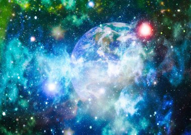 Uzay yörüngesindeki Dünya gezegeni, yörüngeden gezegenimiz. Nasa tarafından döşenmiş bu görüntü