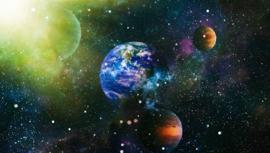 Uzay yörüngesindeki Dünya gezegeni, yörüngeden gezegenimiz. Nasa tarafından döşenmiş bu görüntü