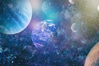 Uzay yörüngesindeki Dünya gezegeni, yörüngeden gezegenimiz. Nasa tarafından döşenmiş bu görüntü