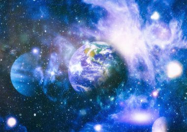 Uzay yörüngesindeki Dünya gezegeni, yörüngeden gezegenimiz. Nasa tarafından döşenmiş bu görüntü