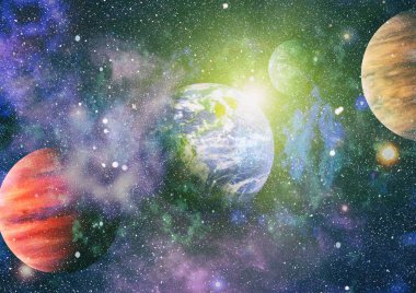 Uzay yörüngesindeki Dünya gezegeni, yörüngeden gezegenimiz. Nasa tarafından döşenmiş bu görüntü